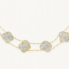 Two-layered leavers lace ripple necklace