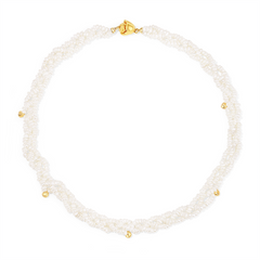 Seed pearl torsade necklace with rose magnetic clip