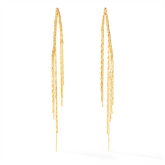 Two tone wheat tassel long earrings