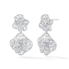 Leavers lace double-ripple stud earrings in two tone