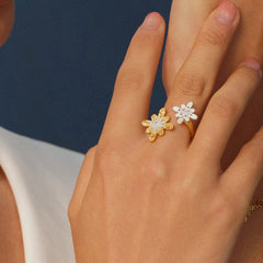 Bulino Fireworks Twilight bulino double-fireworks open ring with mother of pearl in two tone