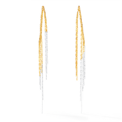 Two tone wheat tassel long earrings