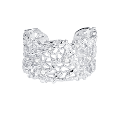 Medium leavers lace stacking open ring in two tone\Glod\Silver