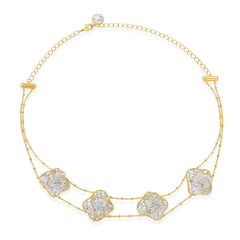 Two-layered leavers lace ripple necklace