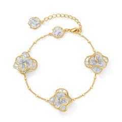 Leavers lace triple-ripple bracelet in two tone