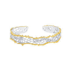 Leavers lace stacking bangle in two tone\Gold\Silver