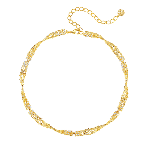 Spiral leavers lace necklace