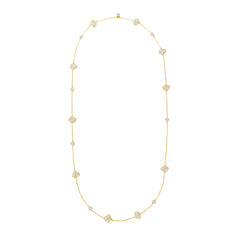 Long necklace with leavers lace ripple drops