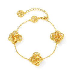 Leavers lace triple-ripple bracelet in two tone