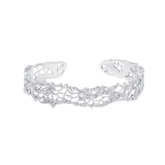 Leavers lace stacking bangle in two tone\Gold\Silver