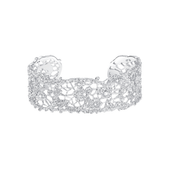 Medium leavers lace stacking bangle in two tone\Glod\Silver