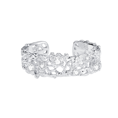 Leavers lace stacking open ring in two tone\Glod\Silver