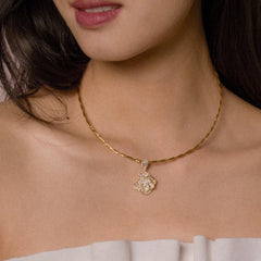 Leavers lace ripple pendant chocker