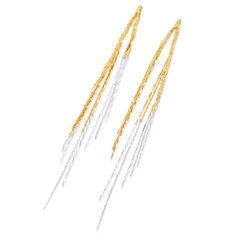 Two tone wheat tassel long earrings