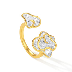 Leavers lace double-ripple open ring in two tone