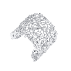 Large leavers lace stacking open ring in two tone\Gold\Silver