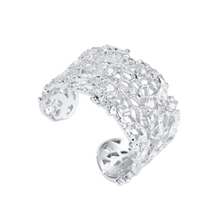 Medium leavers lace stacking open ring in two tone\Glod\Silver