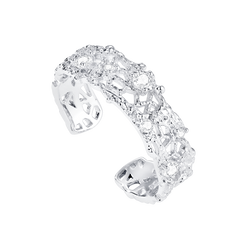 Leavers lace stacking open ring in two tone\Glod\Silver