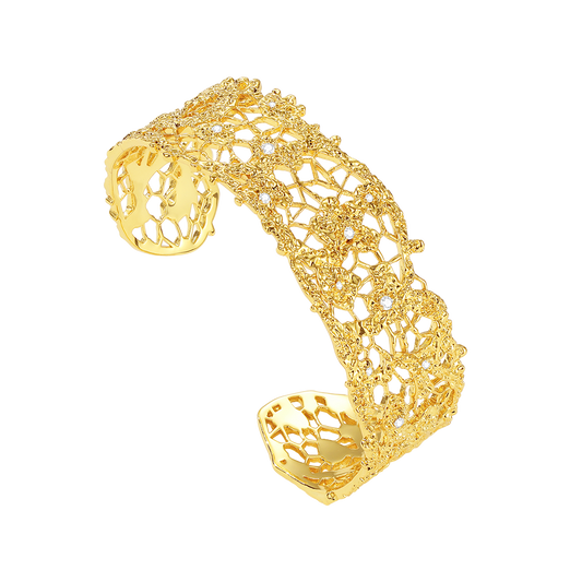 Medium leavers lace stacking bangle in two tone\Glod\Silver