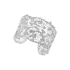 Large leavers lace stacking bangle\Glod\Silver