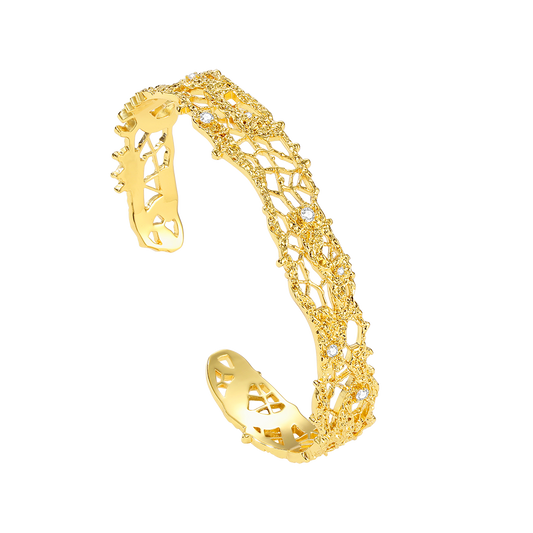 Leavers lace stacking bangle in two tone\Gold\Silver