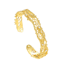 Leavers lace stacking bangle in two tone\Gold\Silver