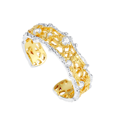 Leavers lace stacking open ring in two tone