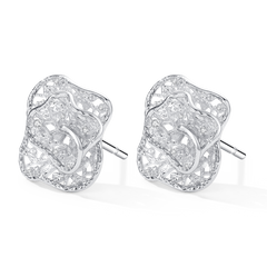 Medium leavers lace ripple stud earrings