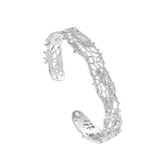 Leavers lace stacking bangle in two tone\Gold\Silver