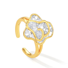 Leavers lace ripple open ring in two tone