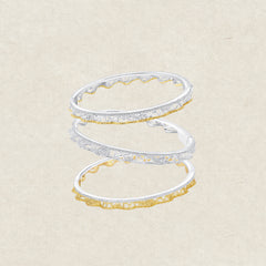 Leavers lace ruffle stacking bangle in two tone