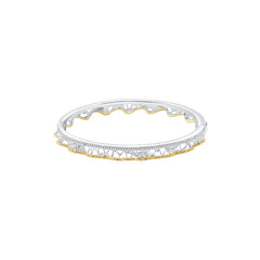 Leavers lace ruffle stacking bangle in two tone