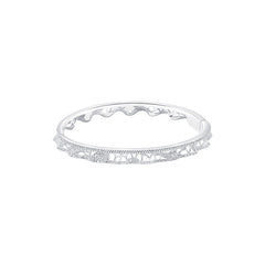 Leavers lace ruffle stacking bangle in two tone