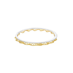 Leavers lace ruffle stacking bangle in two tone