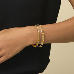 Leavers lace ruffle stacking bangle in two tone