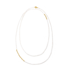 Fresh-water pearl & encrusted bubble beaded long necklace