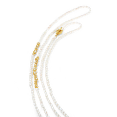 Fresh-water pearl & encrusted bubble beaded long necklace