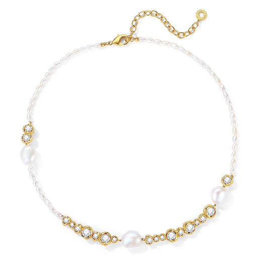 Fresh-water pearl & encrusted bubble beaded necklace