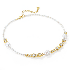 Fresh-water pearl & encrusted bubble beaded necklace