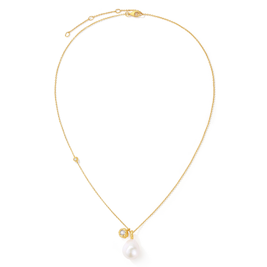 Encrusted bubble necklace with detachable fresh-water pearl pendant