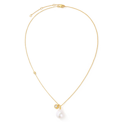 Encrusted bubble necklace with detachable fresh-water pearl pendant