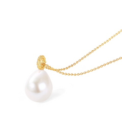 Encrusted bubble necklace with detachable fresh-water pearl pendant