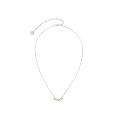 Leavers lace ruffle smile pendant necklace in two tone