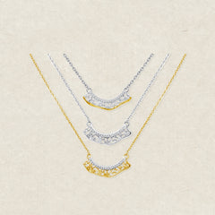 Leavers lace ruffle smile pendant necklace in two tone