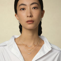 Leavers lace ruffle smile pendant necklace in two tone