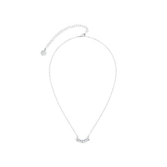 Leavers lace ruffle smile pendant necklace in two tone