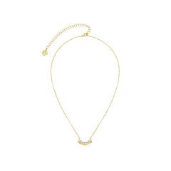 Leavers lace ruffle smile pendant necklace in two tone