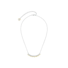 Medium leavers lace ruffle smile pendant necklace in two tone