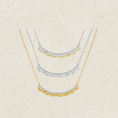 Medium leavers lace ruffle smile pendant necklace in two tone