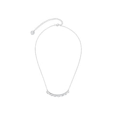 Medium leavers lace ruffle smile pendant necklace in two tone